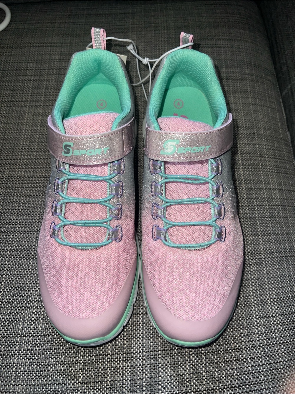 Skechers Pink and Mint Girls' Hook-and-Loop Sneakers New Size 4